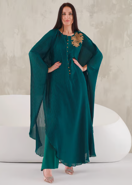 green kaftan dress