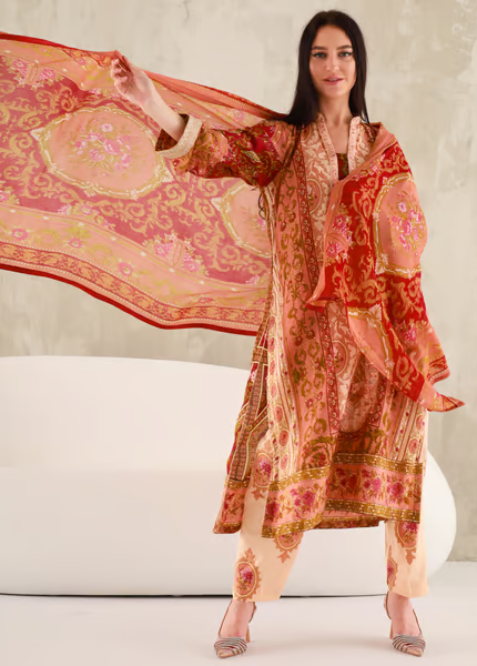 3 Pcs Lawn Suit With Chiffon Duppatta 