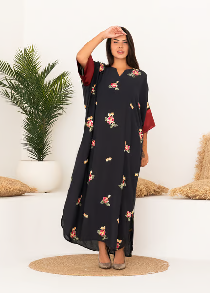 Long Kaftan with Embroidery All Over