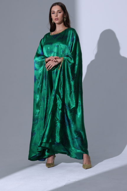 Crystal embellished kaftan (emerald green)