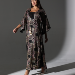 Two-Piece Embroidered Kaftan Shirt with Raw Silk Pants