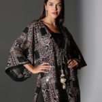 Two-Piece Embroidered Kaftan Shirt with Raw Silk Pants