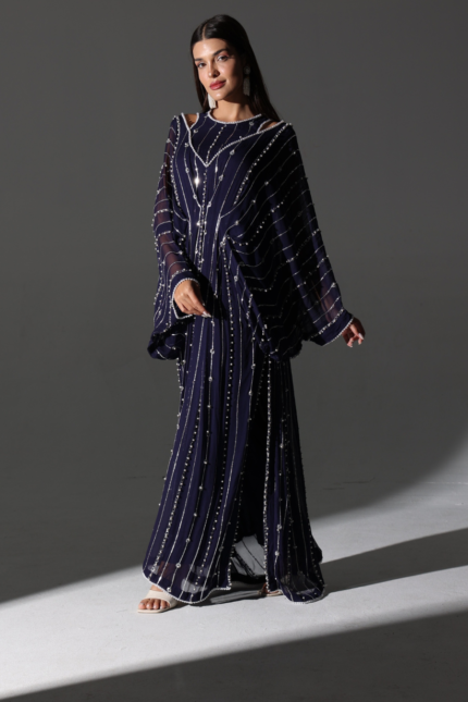 2 Piece kaftan With Pants In Royal Navy Blue