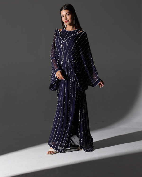 2 Piece kaftan With Pants In Royal Navy Blue