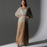 Shimmer in 2 tone gold and silver kaftan