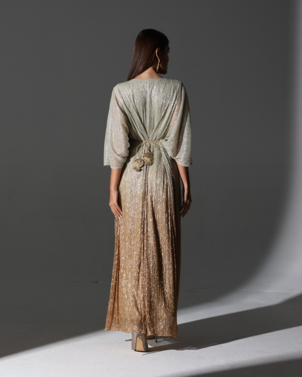 Shimmer in 2 tone gold and silver kaftan